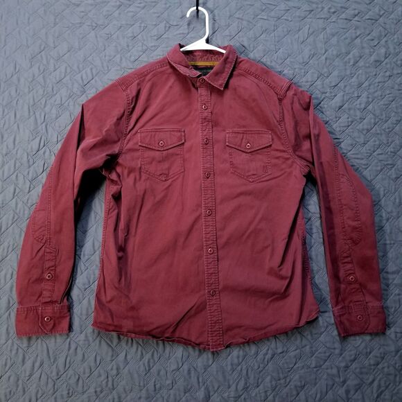 Brothers Sons Shirt Mens M Red Button Up Long Sleeve Collared Dark Wash - Picture 1 of 11